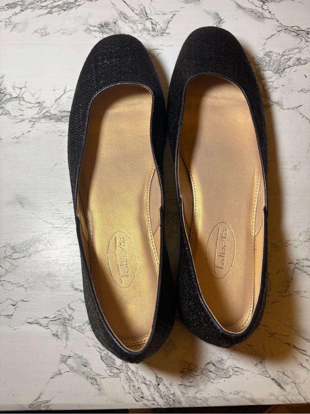 Talbots Black Sparkle Round-Toe Ballet Flats